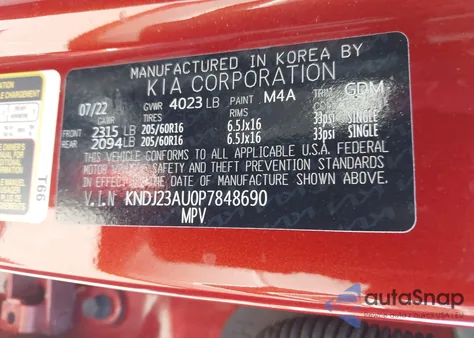 2023 Kia Soul Lx из США, поврежденный, VIN KNDJ23AU0P7848690